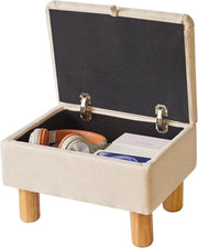 Piccolo divano da piedi con contenitore 16 x 12 x 9,5 pollici Hinge di sicurezza con coperchio ribaltabile - Carico fino a 350lbs per soggiorno cameretta Beige.