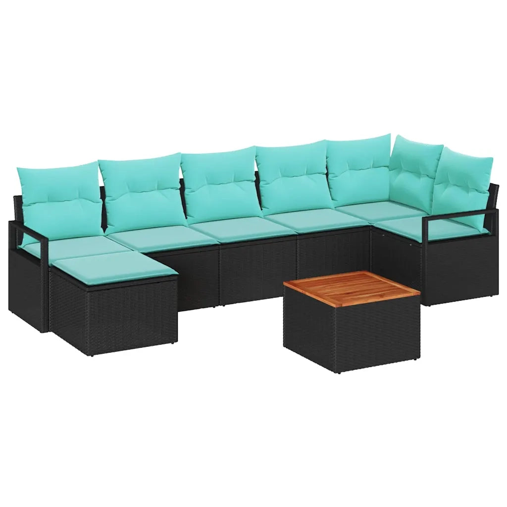 Set Divano da Giardino con cuscino 8 pcs Nero polyrattan 3347739