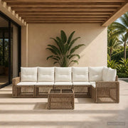 Set Divano da Giardino 7 pcs Beige e Bianco Crema polyrattan 3435132