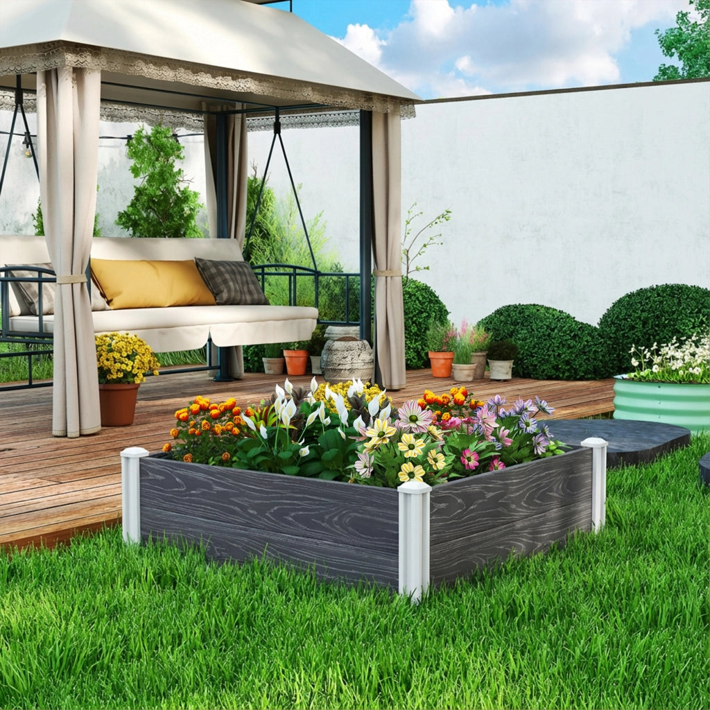 Letto da Giardino in Vinile con Fondo Aperto e Design a Incastro, 102x102x33 cm, Grigio Scuro