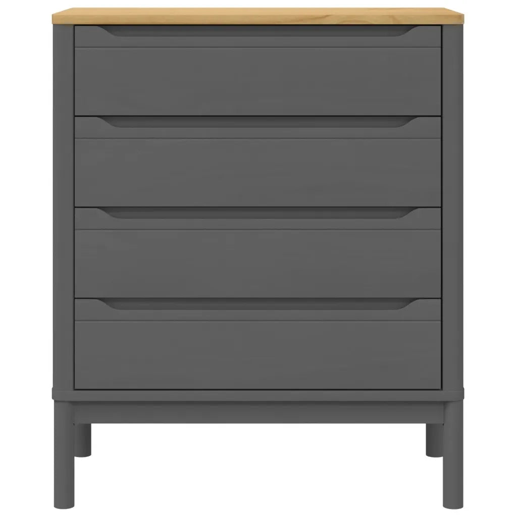 Cassettiera FLORO Grigia in Legno Massello di Pino 374010