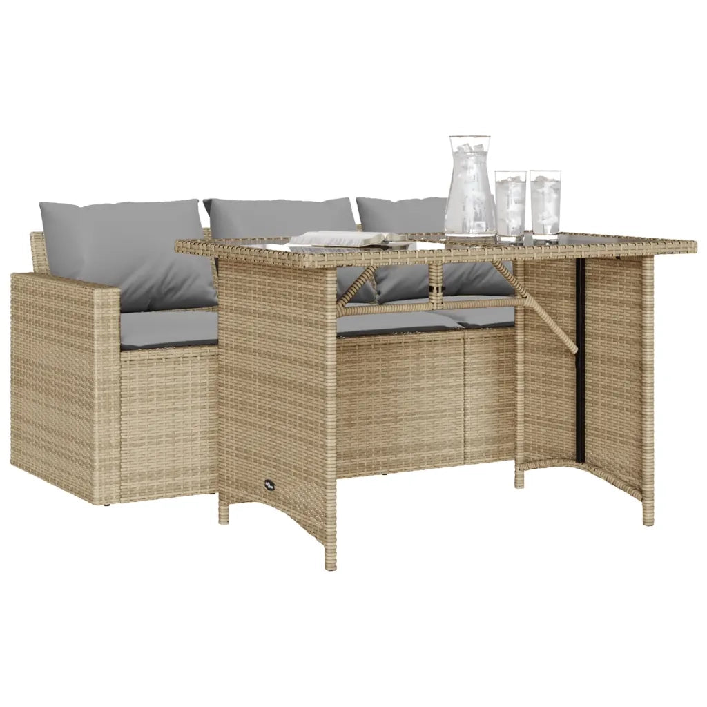 Set da Pranzo da Giardino 2 pz | Set Salotto da Giardino con Cuscini Beige in Polyrattan