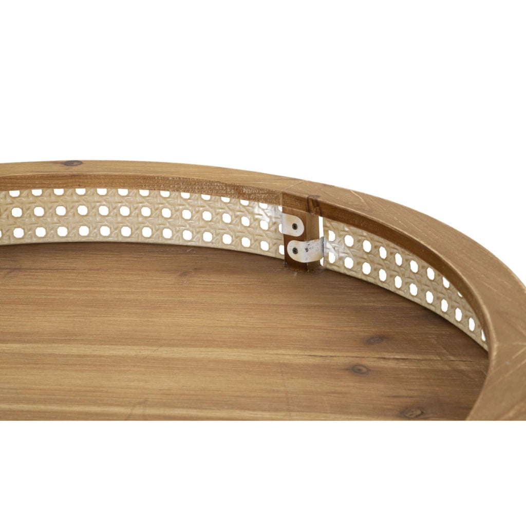 Tavolino rotondo Fuji in rattan e ferro nero — Ø 60 cm