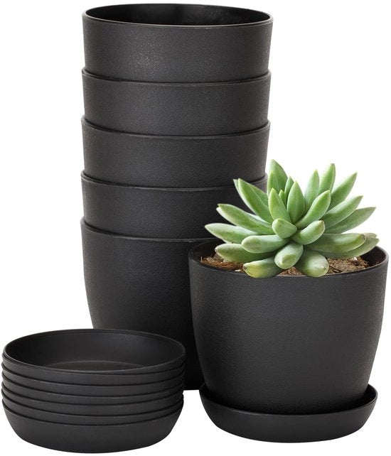 Piantagione in Plastica da 10 cm - 8 Pezzi - Idoneo per Esterno - Sostenibile - Antisfondamento - Per Giardino e Balcone - Vaso per Piante