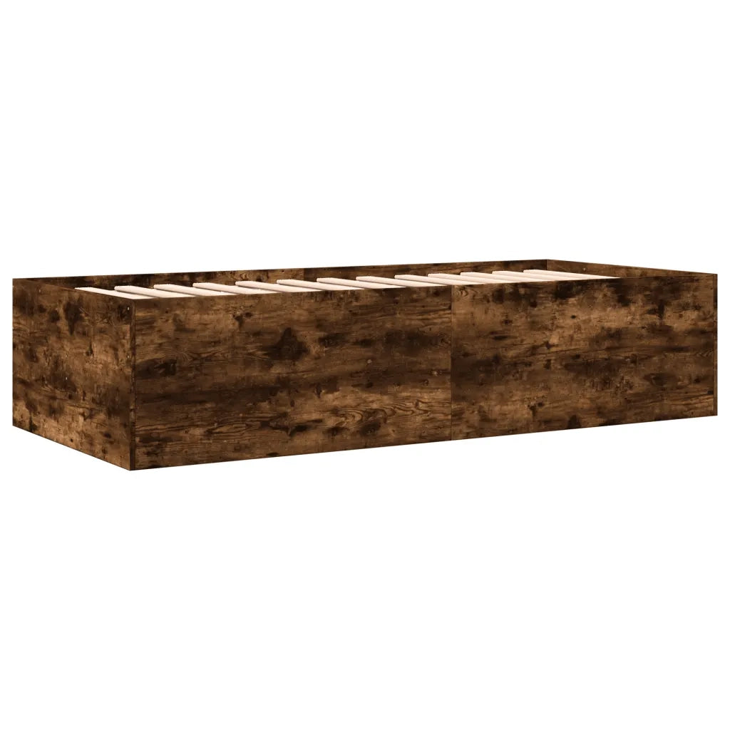 Divano Letto con Cassetti senza Materasso Rovere Fumo 90x200 cm 3280878