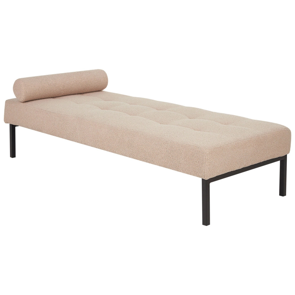 Chaise Longue Beige Boucle Soggiorno Camera da letto Gambe in metallo Stile moderno
