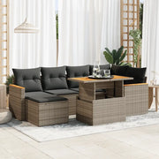 Set Divani da Giardino 7pz con Cuscini Grigio Polyrattan Acacia 3327511