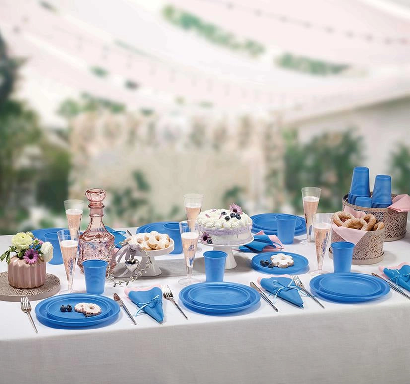MAURY'S BIOPLASTIC PIATTI DESSERT DIAMETRO 17 CM 20 PEZZI IN COLORAZIONE AZZURRA