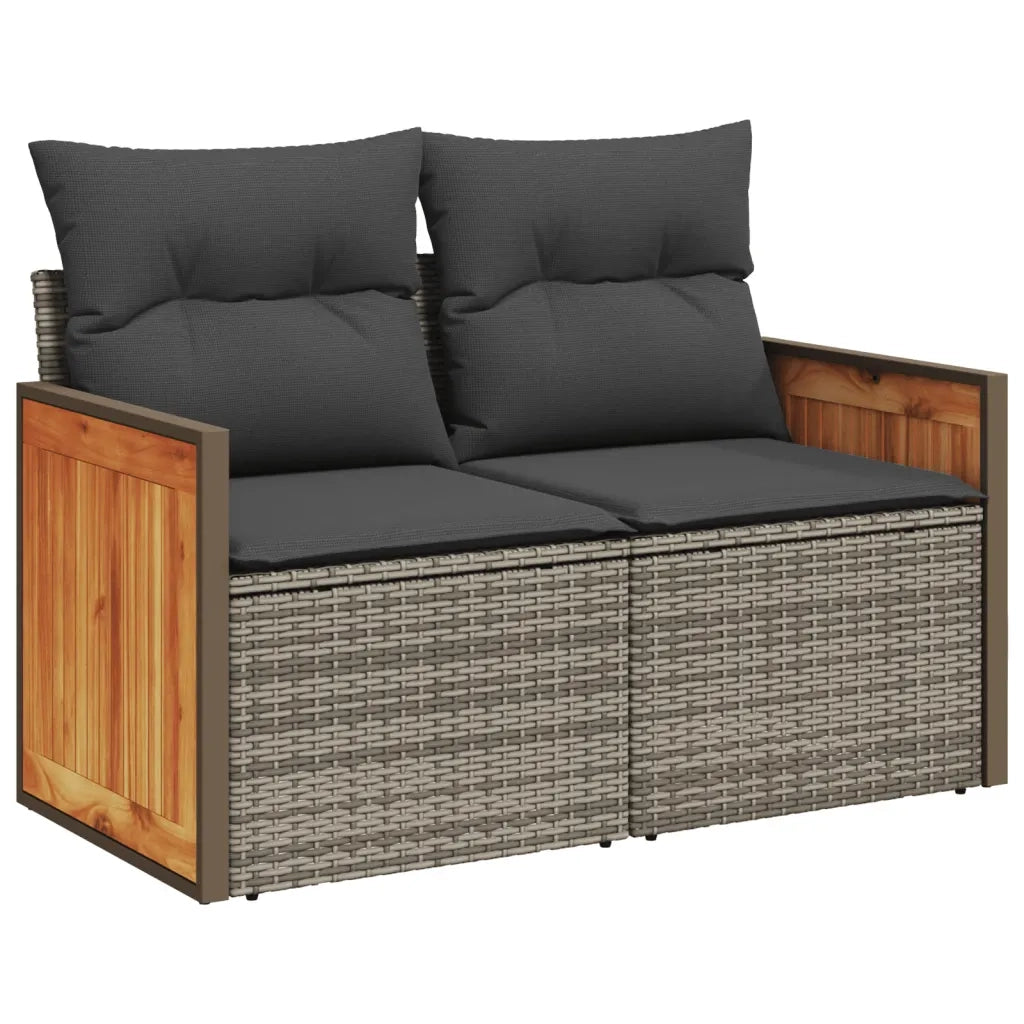 Set Divani da Giardino 7 pz con Cuscini Grigio in Polyrattan 3227677