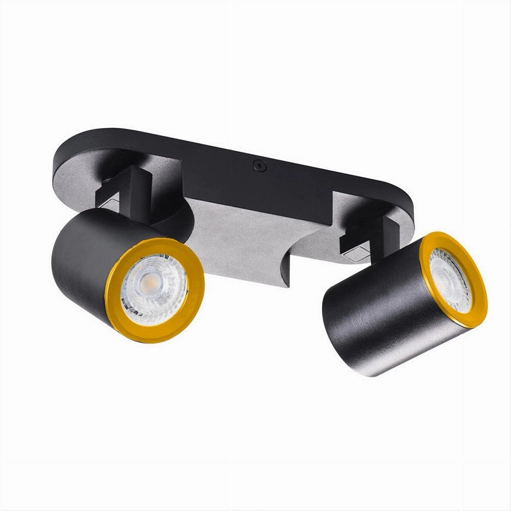 Trade Shop - Applique 2 Diffusori Orientabile Soffitto Parete Lampada Gu10 Bianco Nero Th8802 -
