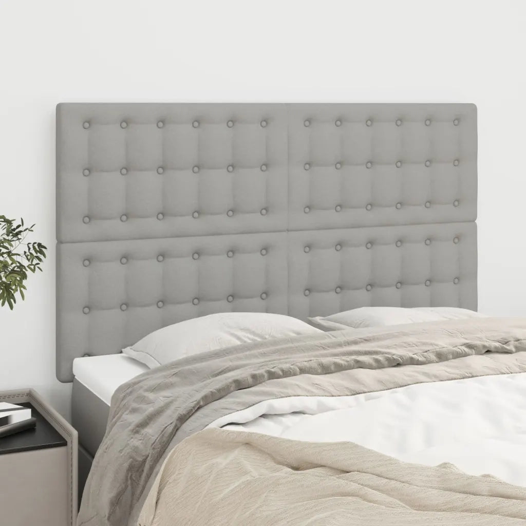 Testiera-Testata Decorativa Grigio Chiaro 144x5x118/128 cm Tessuto 697375