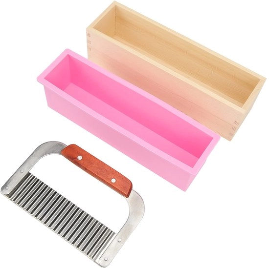 Kit per la Creazione di Sapone - Muffin di Sapone in Legno - Stampo per Sapone con Finestra - Esterno Luccicante - Muffinere in Silicone - Adatto a Principianti - 36,3 x 29,7 cm