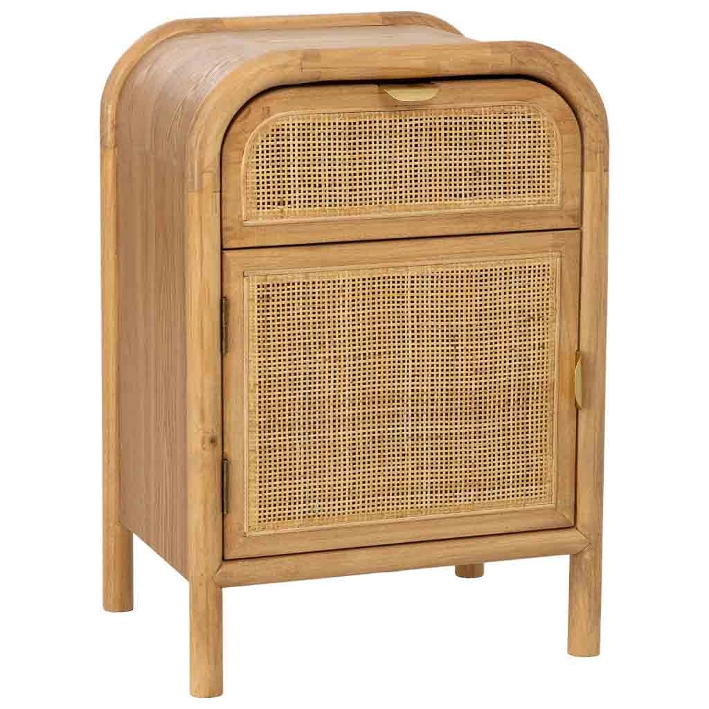 Comodino in legno e rattan marrone 45x35x66h cm