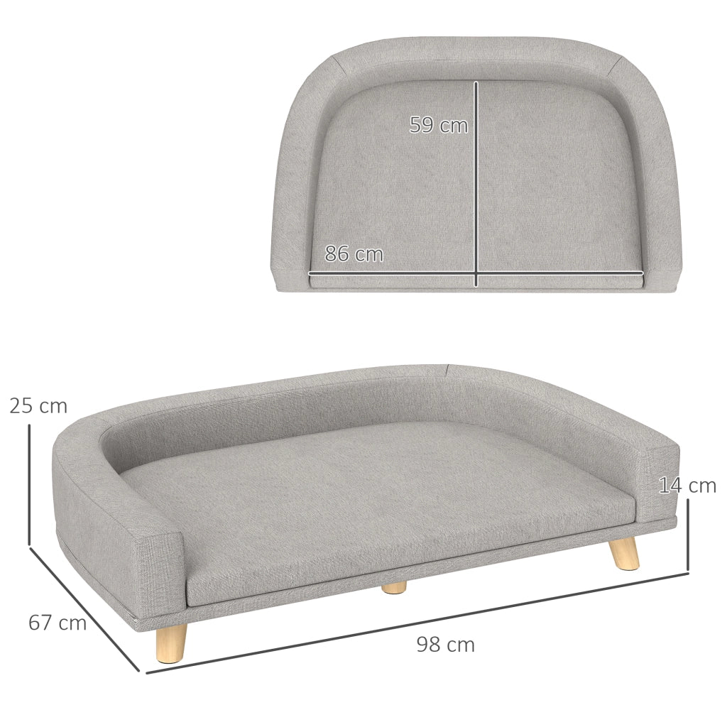 Divano per Cani di Taglia Grande ¨C zephmum ¨C 98x67x25 cm Grigio Poliestere