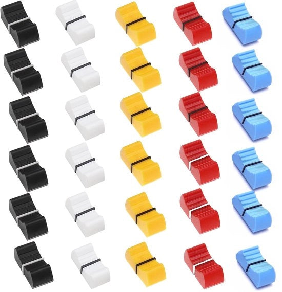 Regolatore a Slitta 30 Pezzi - Caps di Regolazione - Coperture di Regolazione Sostituibili - Materiale di Alta Qualità a Base di Plastica - 5 Combinazioni di Colori - Facile da Utilizzare - Interruttore a Miscela