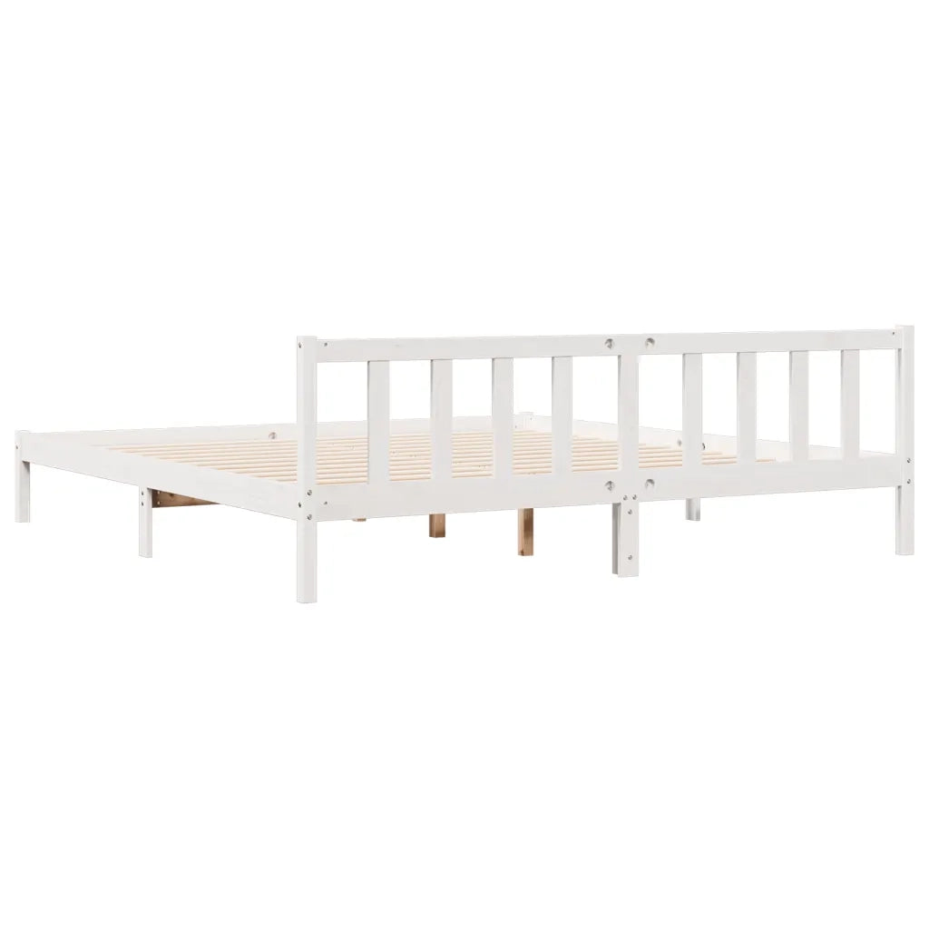 Letto Extra Lungo senza Materasso-Struttura Letto Bianco 180x210 cm in Pino 686898