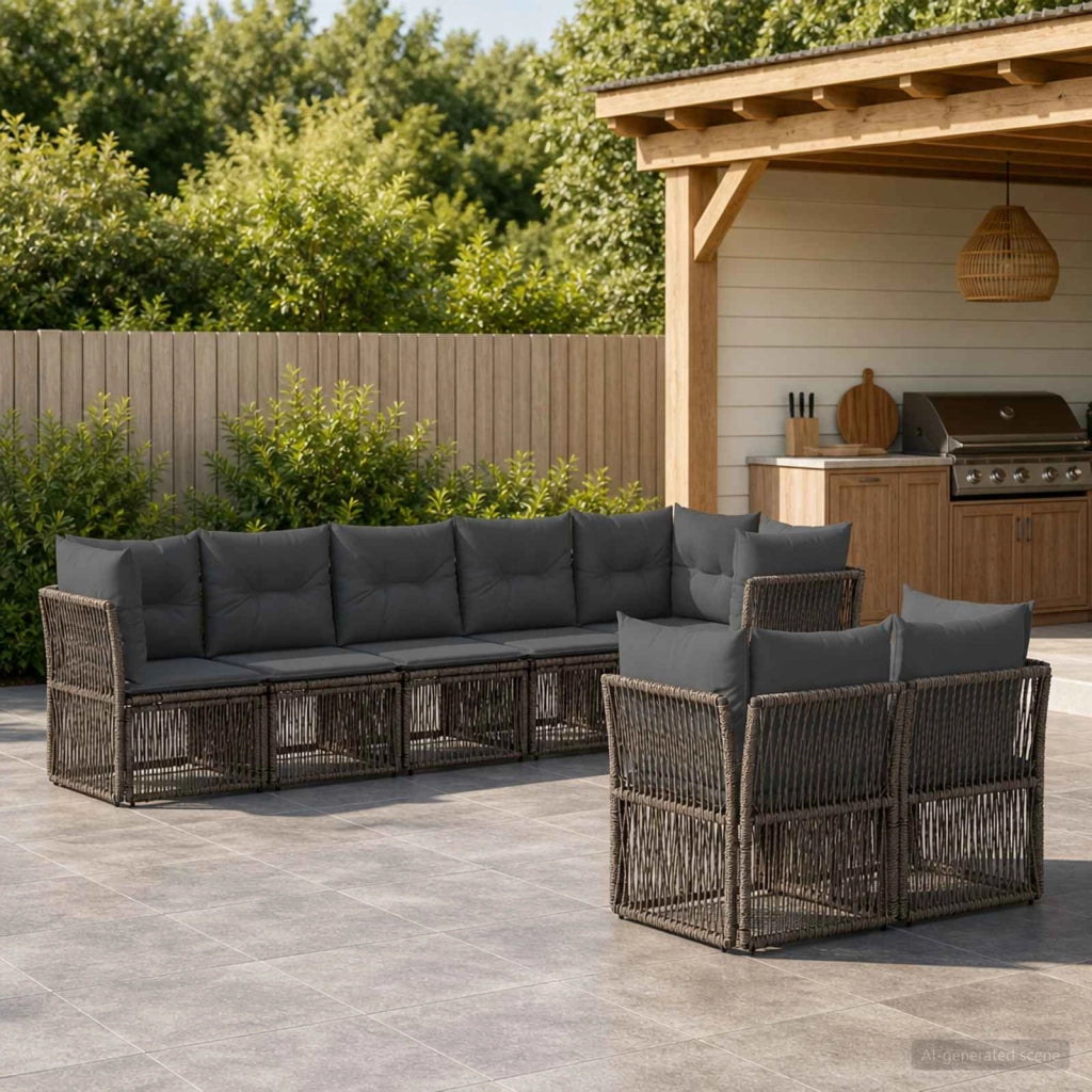 Set Divano da Giardino 8 pz Grigio polyrattan 3434285