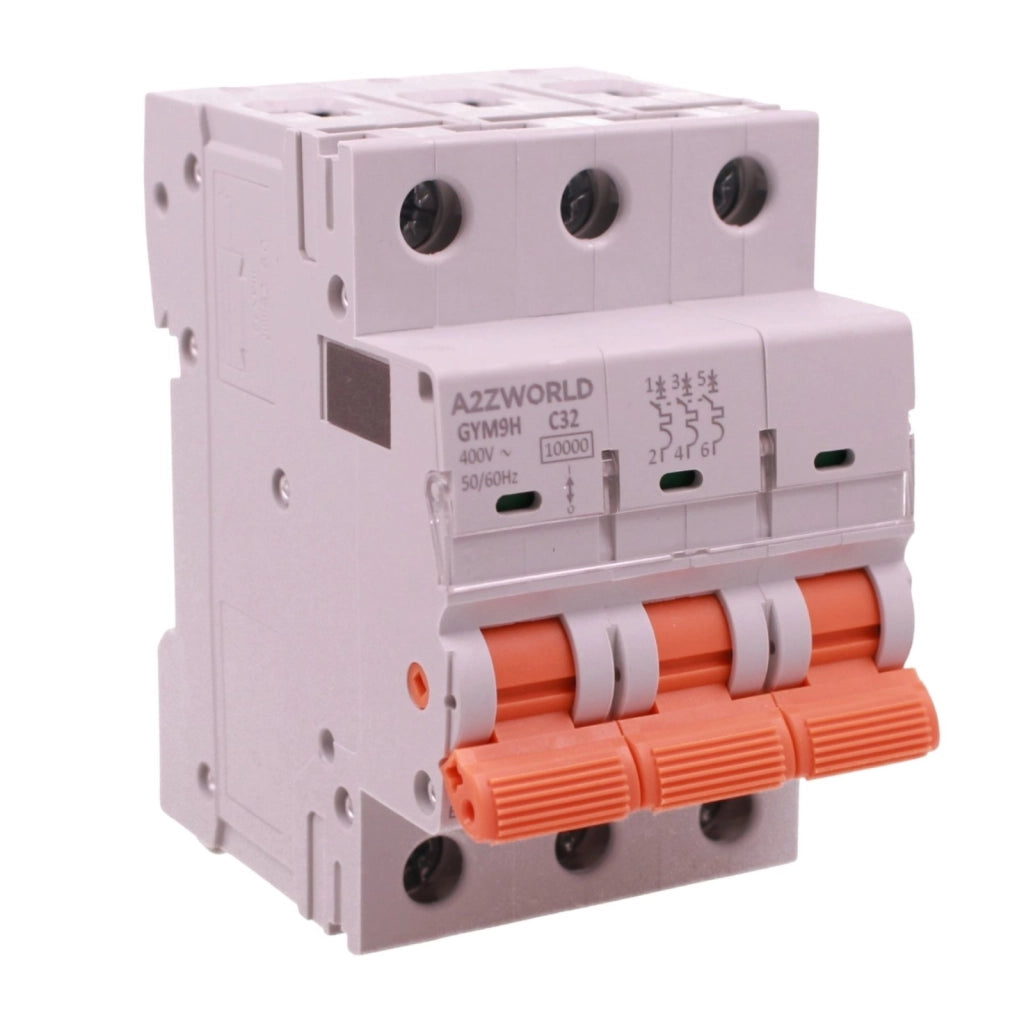 MCB Interruttore Magnetotermico Automatico Curva C 3P 3M 10000A AC 400V IP20 GYM9H, Accoppiabile Con Bobina di Sgancio GA01231 GA01232, Disponibili 16A 20A 25A 32A 40A 63A (C32A)