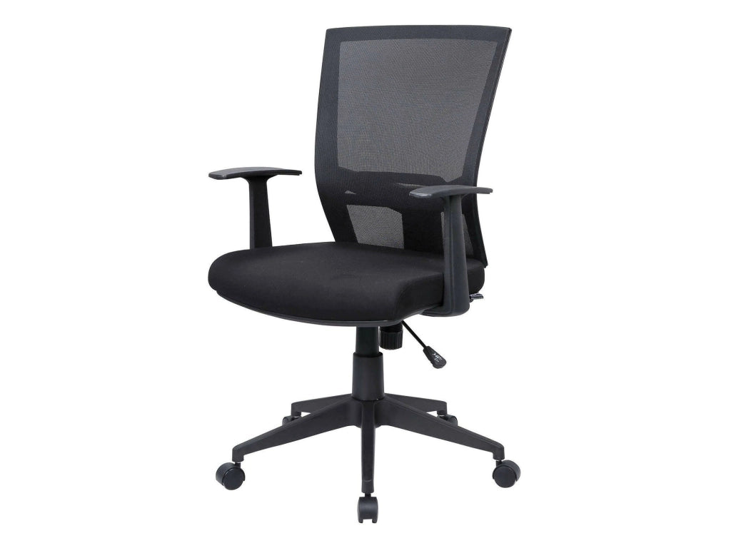 Sedia da ufficio Eulalia, Poltrona direzionale a rete con braccioli, Seduta ergonomica da ufficio, 59x64h96/106 cm, Nero