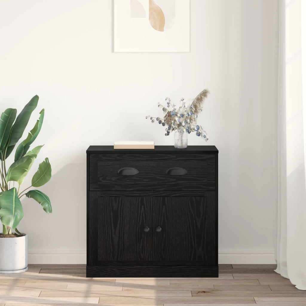 Credenza | Madia | Buffet da pranzo | Armadio da pranzo Rovere Nero 70 x 35,5 x 67,5 cm Legno multistrato
