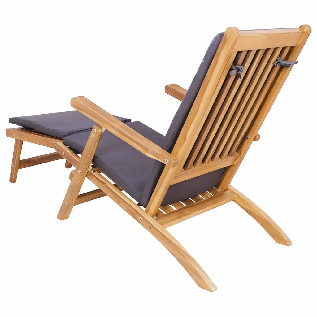 Sedia a sdraio pieghevole con cuscino Grigio Scuro 42030523