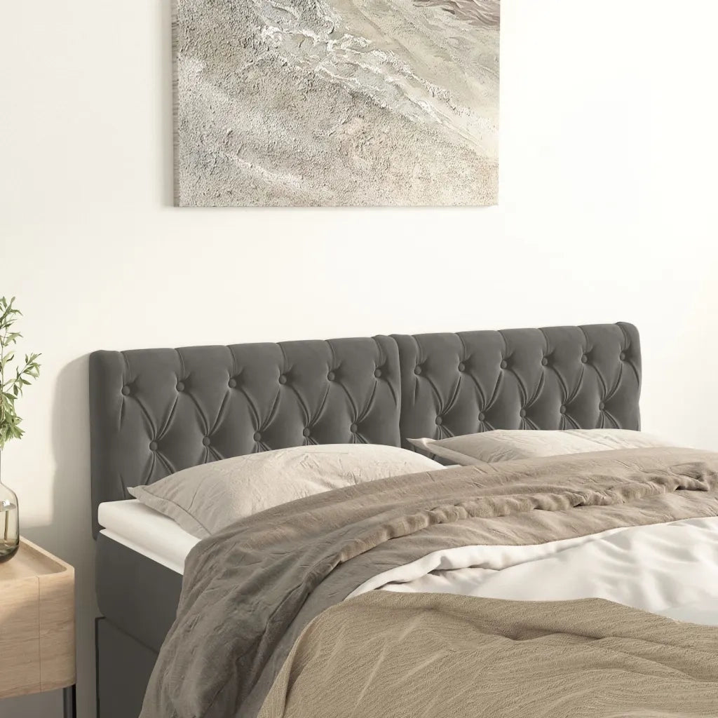 Testiera | Testata Grigio Scuro 160x7x78/88 cm in Velluto