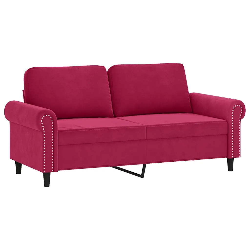 Divano a 2 Posti con Cuscini-Sofa 2 Posti con Cuscini Rosso Vino 140 cm in Velluto 321435