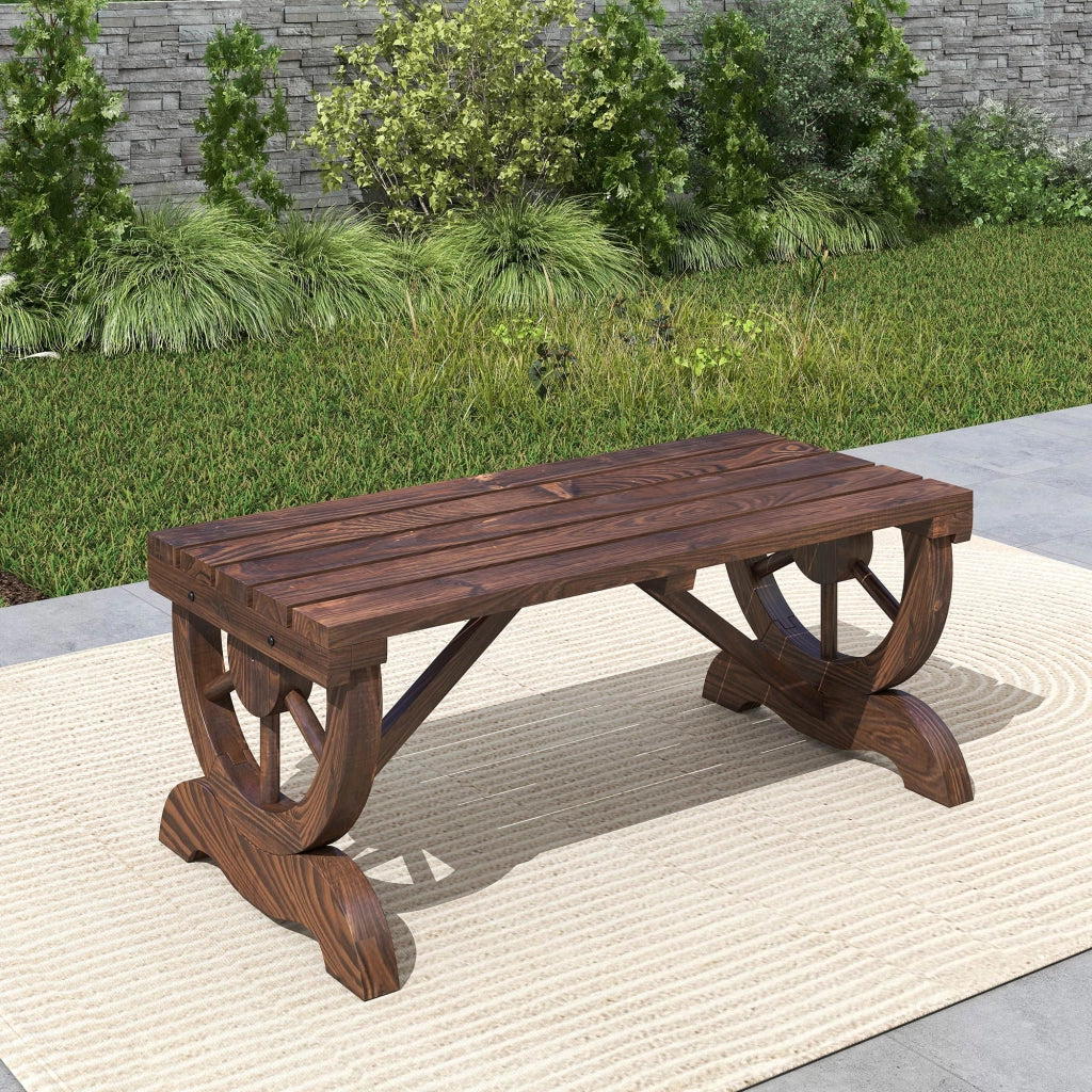 Panchina da giardino in legno naturale resistente alle intemperie; stile rustico; 98 x 50 x 39;5 cm; mobili da esterno pratici