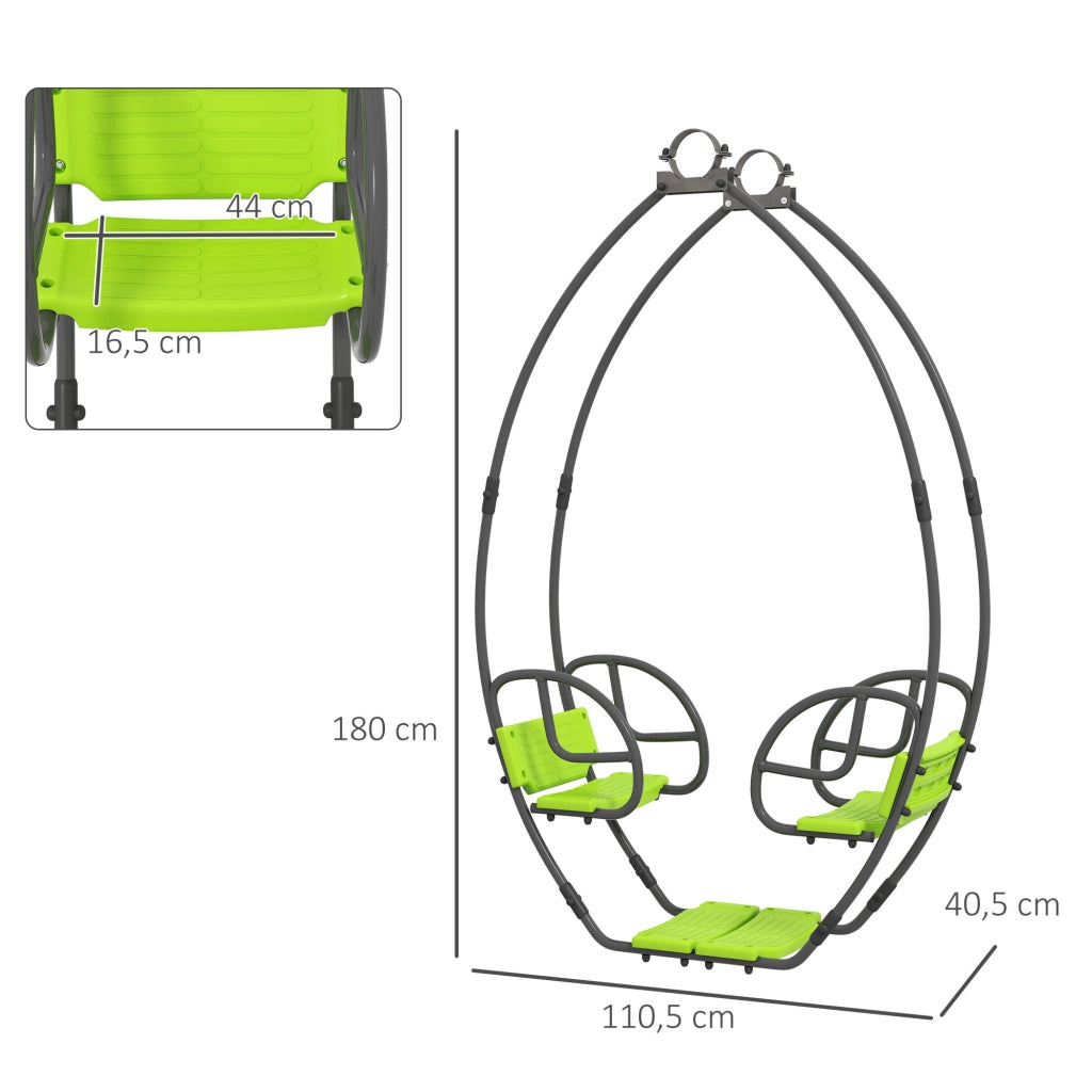Altalena da Giardino per Bambini ¨C Xylo ¨C Metallo Verde 110,5x40,5x180 cm 2 Posti 3-6 Anni