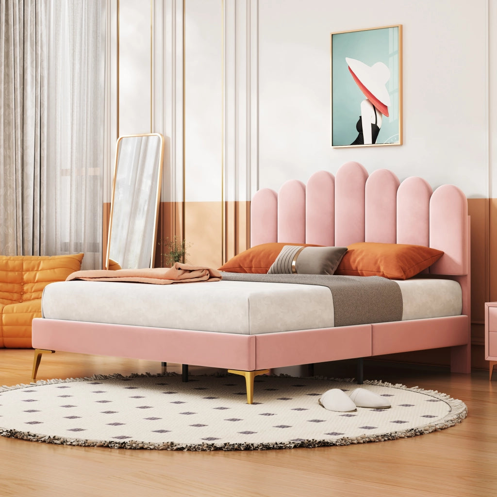 letto imbottito velluto rosa 140 x 200 cm