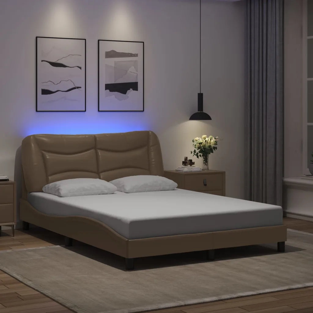 Letto matrimoniale | Letto per adulti | Giroletto con LED senza Materasso Hvar Cappuccino 140x190 cm