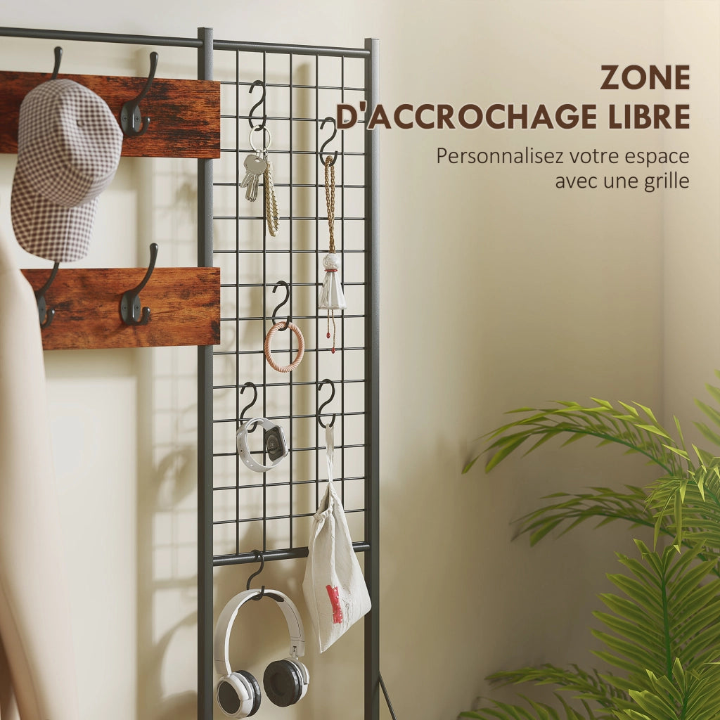 Armadio d'ingresso con portabiti e cassetti ¨C Minimal ¨C marrone 100x30x183 cm