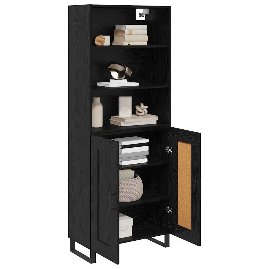 Credenza-Buffet-Armadio da cucina Rovere Nero 69,5 x 34 x 180 cm Legno multistrato 202770