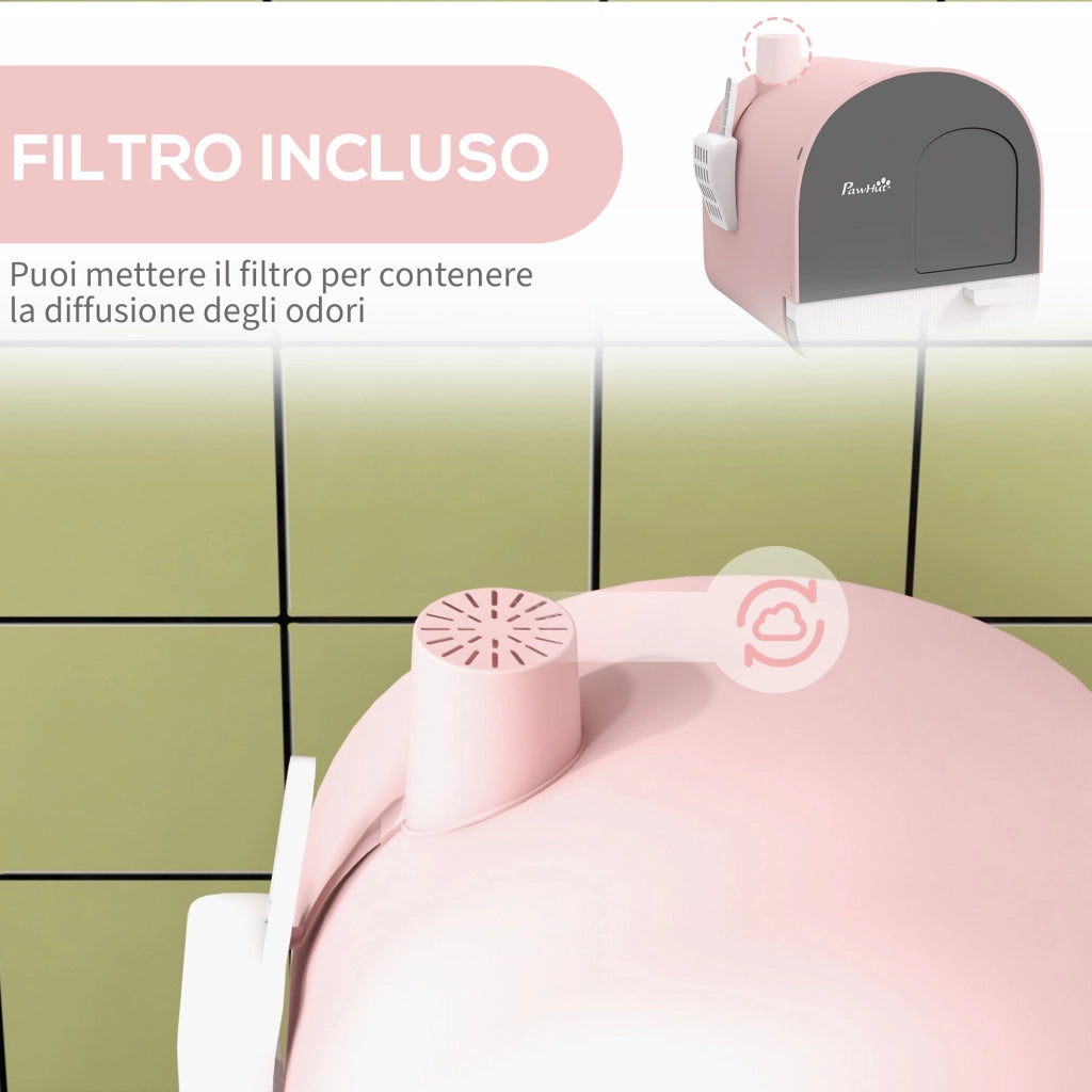 Casetta per Gatti con Filtro e Accessori ¨C zephmum ¨C Rosa 43x44x47