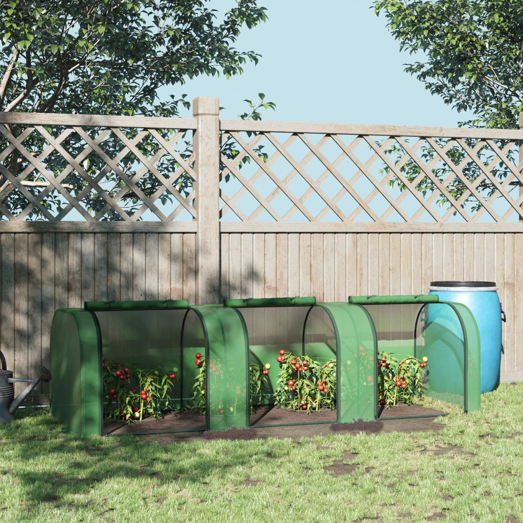 Serra Tunnel da Giardino ¨C Xylo ¨C Acciaio e Plastica PP Verde 295x100x80cm