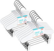 Set di 12 appigli per abiti in legno con viti a scorrimento per bambini - 25 cm, bianco