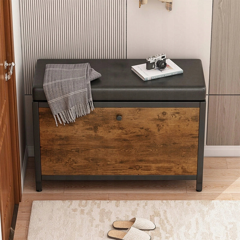 Armadio per scarpe con seduta, capiente, ripostiglio apribile, ripiano in legno, stile retrò