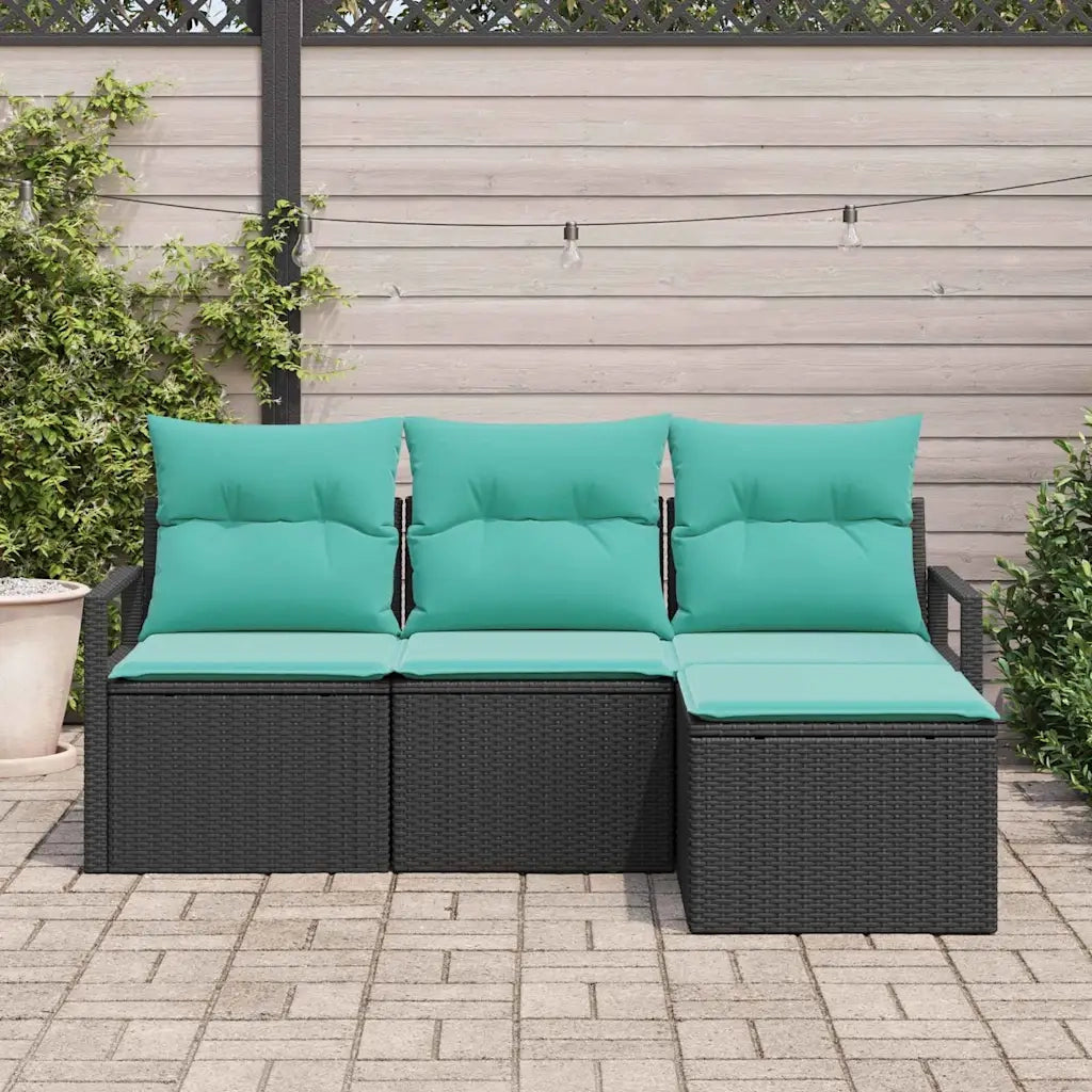Set di divani 4 pcs Nero polyrattan 3346336