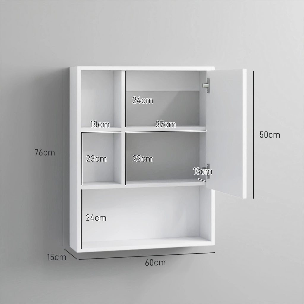 Mobile bagno sospeso con specchio ¨C Xylo ¨C bianco 60x15x76 cm 5 scomparti