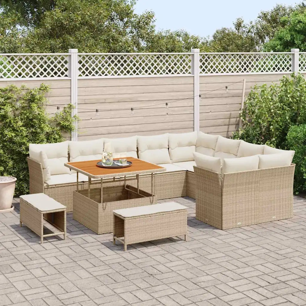 Set Divano da Giardino 12 pcs Beige polyrattan 3361516
