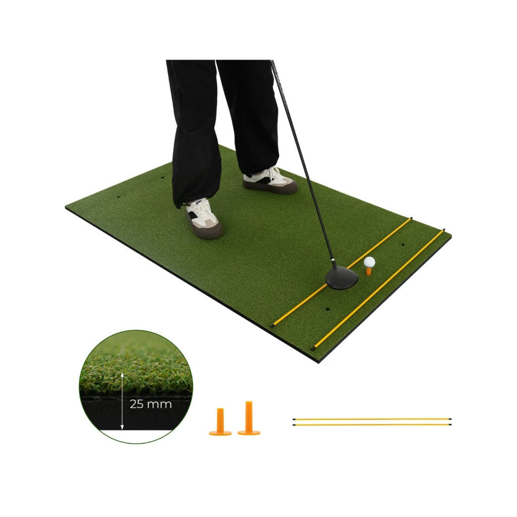 Tappetino da golf 152 x 92 cm con 6 fori preforati e bastoncini di allineamento per uso interno/esterno in EVA verde 20_0020047