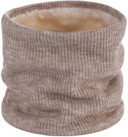 Nascondino per il collo, sciarpa calda invernale, impermeabile, collo di pelliccia elastica, imbottitura soffice e morbida a maglia, 21*24cm, Beige