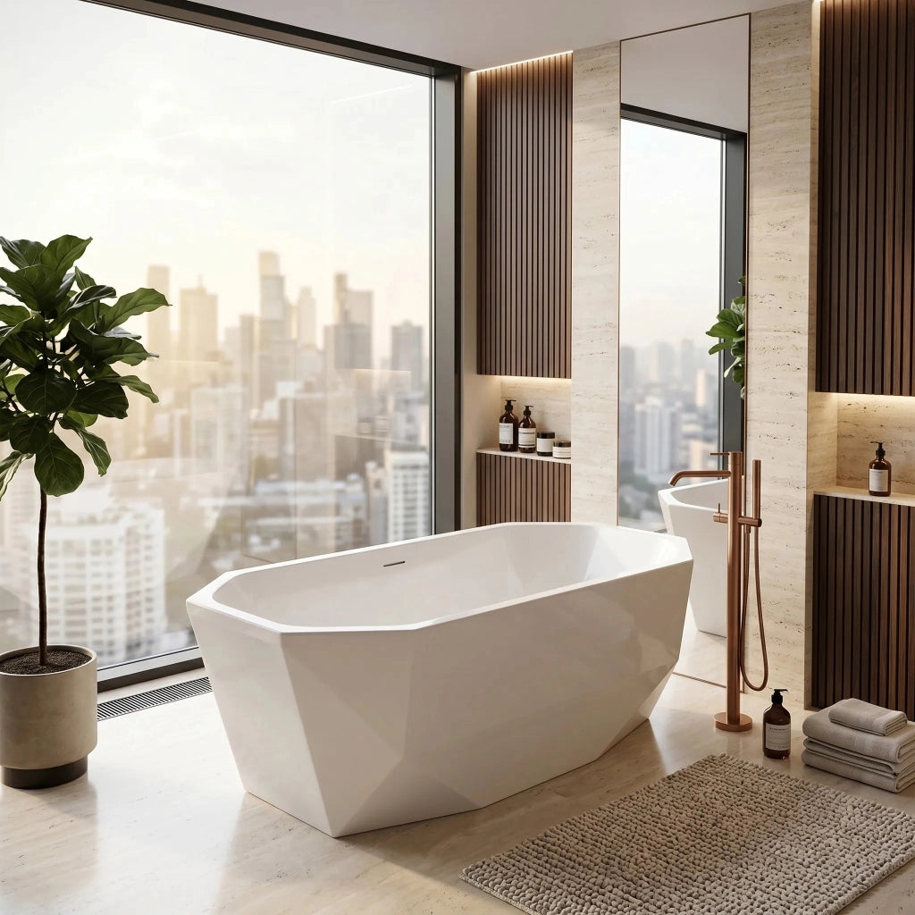 Vasca Da Bagno Freestanding Rea Diamanti 170 Copritappo nero
