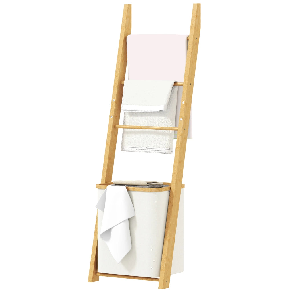 Mobile da Bagno con Cestino ¨C Zephmum ¨C Bamb¨´ 43x35x133 cm Bianco