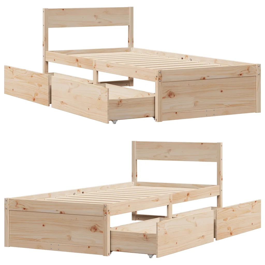 Letto senza Materasso 90x200 cm in Legno Massello di Pino 846792