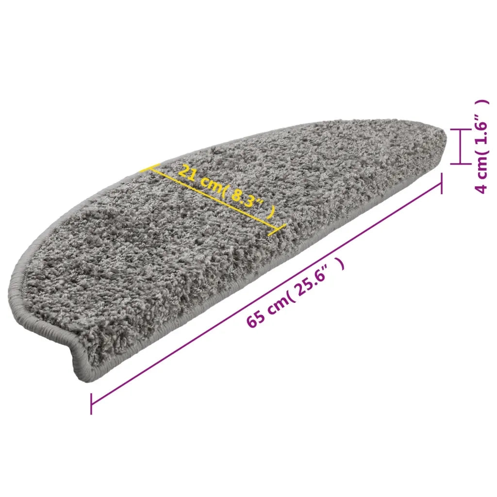 Tappetini per scale 10 pz 65x21x4 cm Grigio Semicircolari Grandi 149799