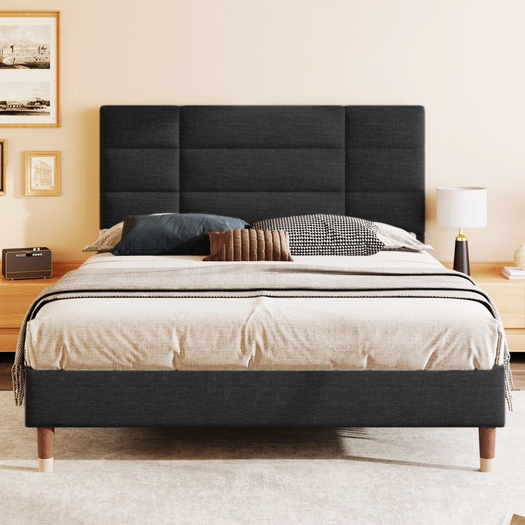 letto imbottito legno nero 140x200 cm