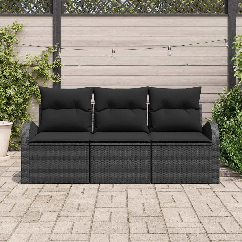 Set Divano da Giardino | Set Salotto da Giardino Nero polyrattan