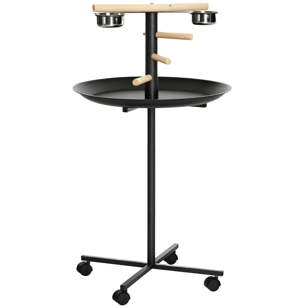 Trespolo per pappagalli con mangiatoie in acciaio ¨C Xylo ¨C ? 60 x 111 cm grigio