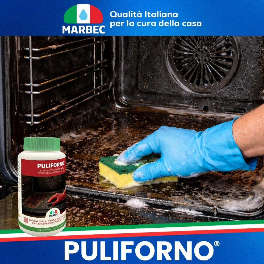 Detergente gel disincrostante potente, pulizia profonda forni e barbecue Marbec PULIFORNO® - 1KG